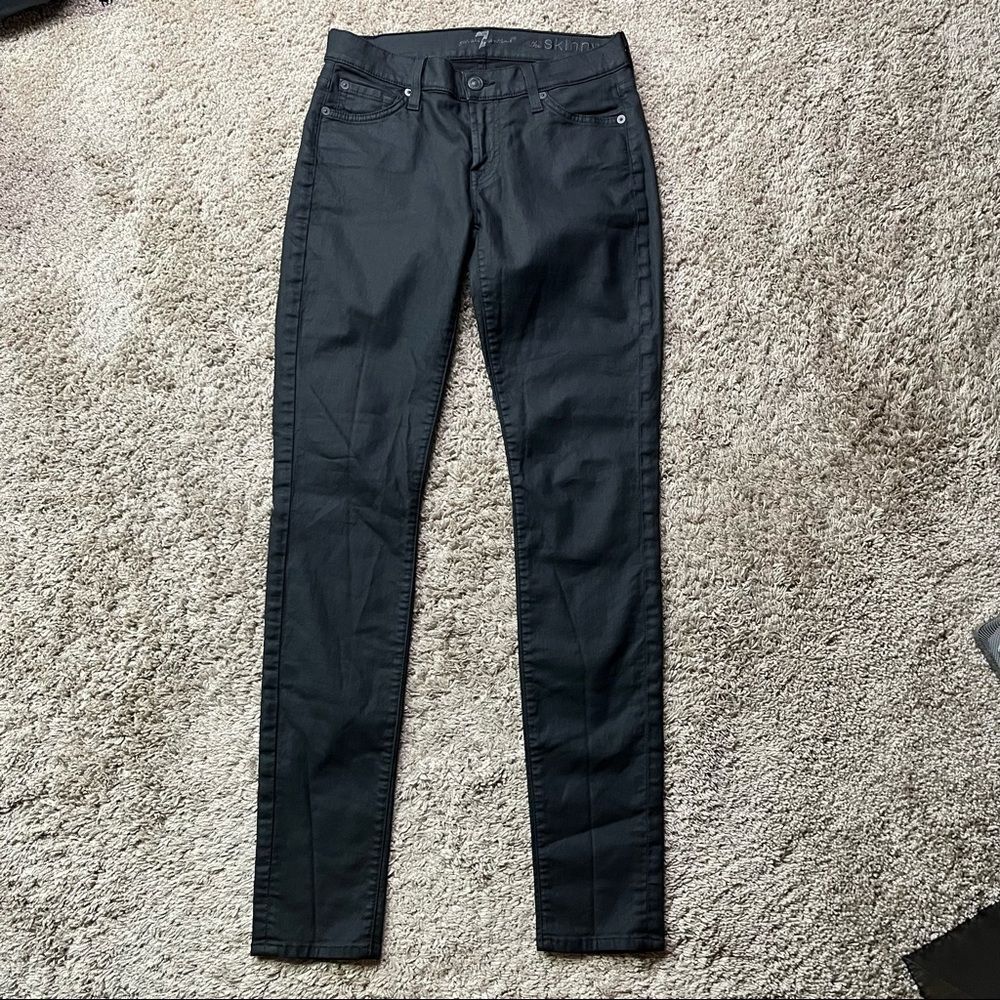 7 for all Mankind 7FAM The Skinny Black Coated Jeans 27